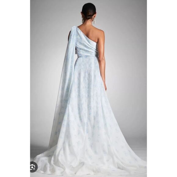 SACHIN & BABI WOMEN'S ONE SHOULDER ANOUK FLORAL‎ DEGRADE BLUE NWT $6200 - Picture 2 of 8